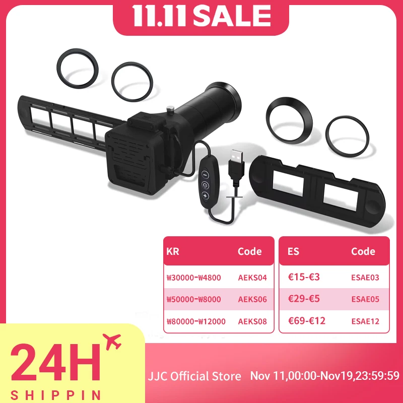JJC FDA-S1 35มม.ฟิล์ม Digitizing อะแดปเตอร์ไฟ LED สแกนเนอร์เชิงลบสไลด์ Digital Converter สำหรับ Nikon D850แทนที่ Nikon ES-2