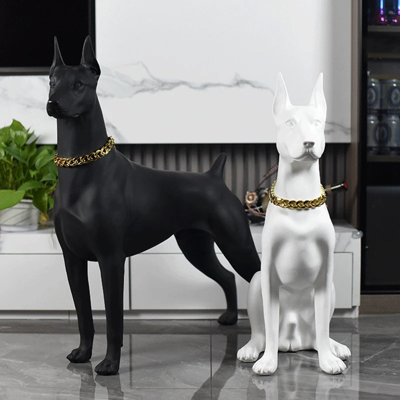 o*-Doberman Sculpture Ornaments, Animal Model Decor, Dog Statue, Large Decorative Crafts, Artwork