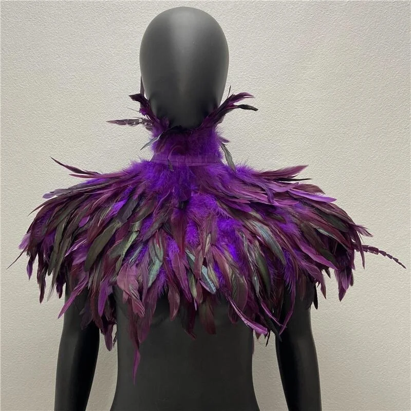 Kleid Cape Halloween Hochzeits feier Schal Schal Frauen Hals Schals Frau Gothic Style Snood Kinder Truthahn Schals Feder y2k – Detail 8