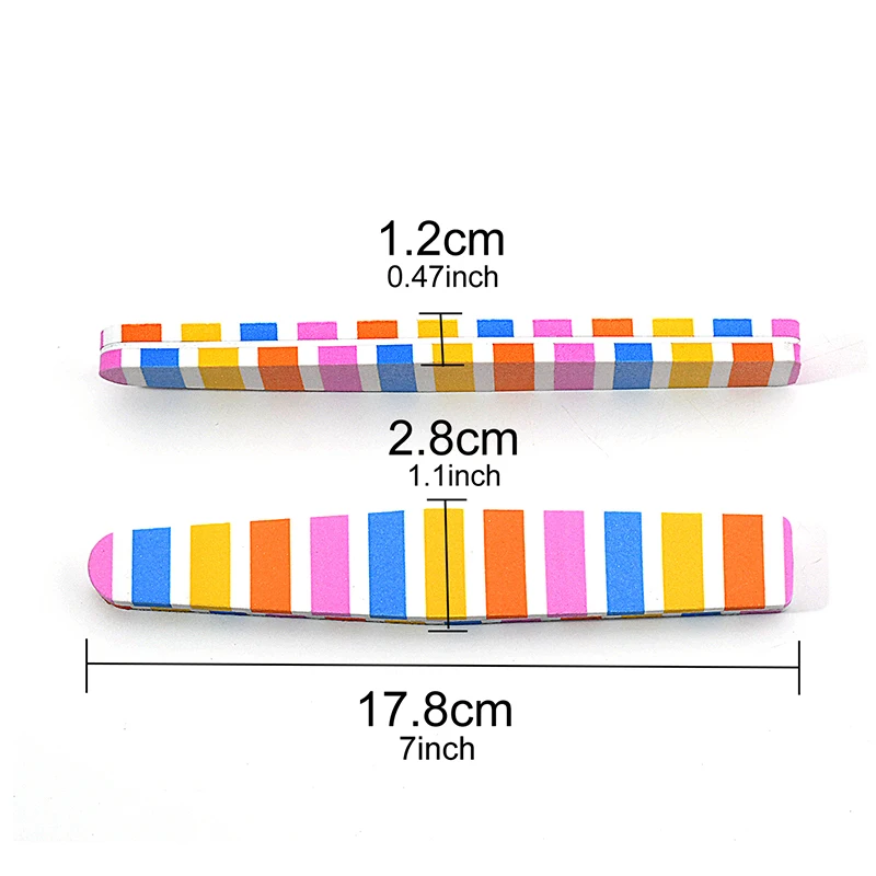 Limas de esponja estilo rayas para uñas, herramientas de arte para manicura, Gel UV y pedicura, pulido, impresión profesional, 5/10 piezas, 100/180