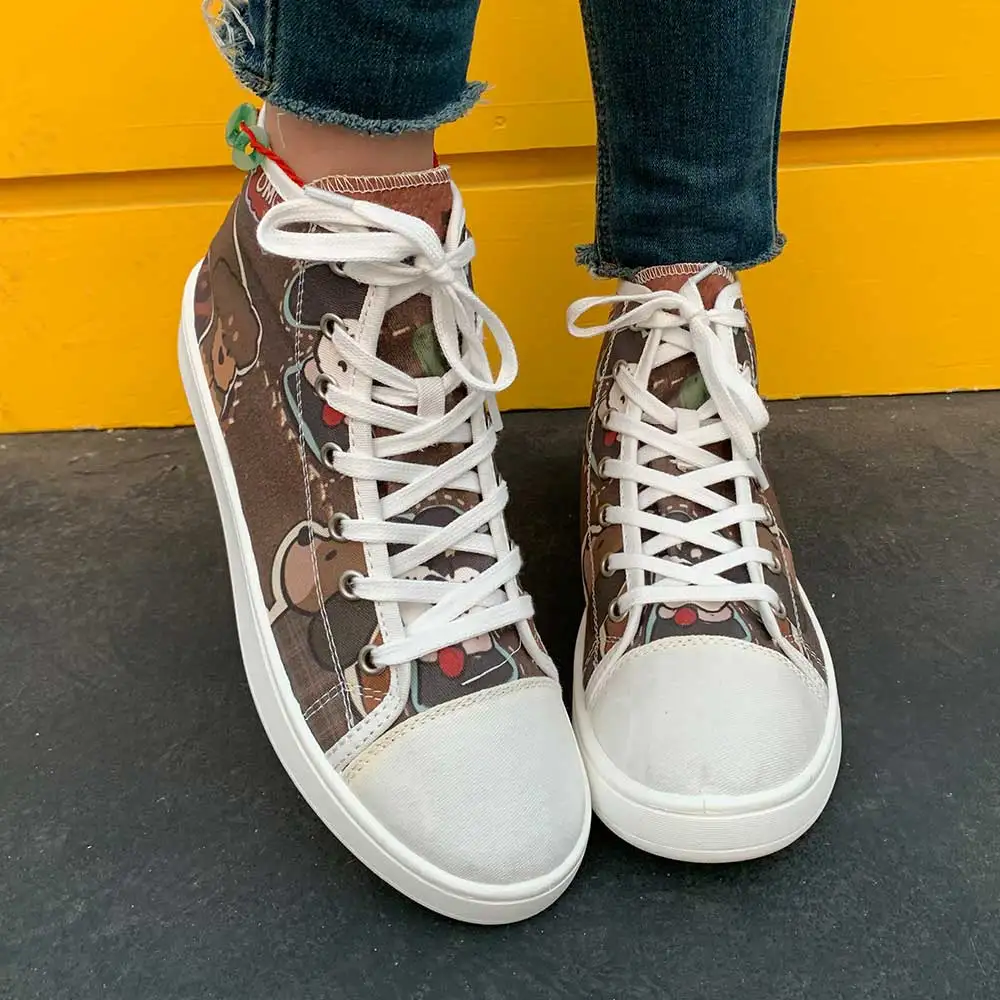

Women's Casual Sneakers, High-Top Sneakers, Fashionable Cartoon Puppy Print, Large Size Walking Shoes for Women, Stylish Gift.