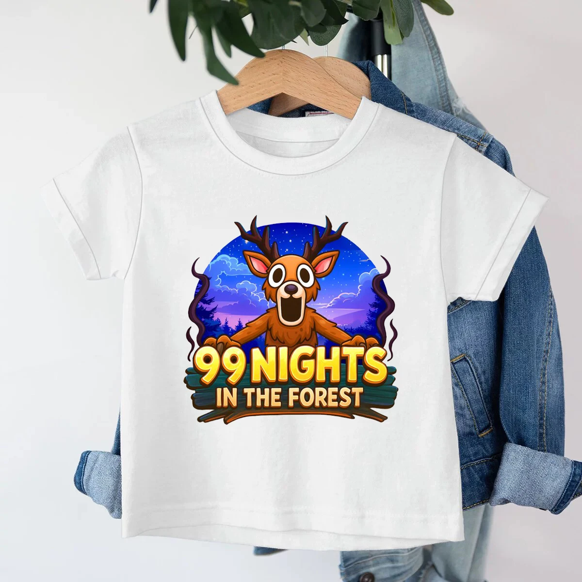 99 Nights in The Forest Inspired Deer Game T Shirt for Boys and Girls Fans Gifts Cartoon Deer Graphic Kids T-Shirt Casual Tops