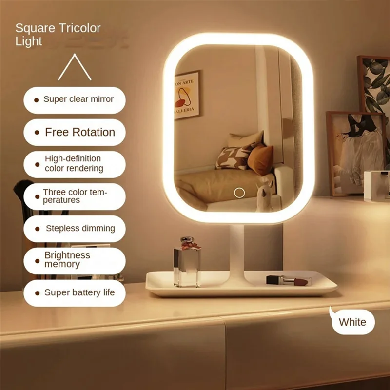 【MUST-HAVES】 miroir de vanité de bureau moderne écran tactile miroir de maquillage LED 3 couleurs lumière femmes chambre Dressing miroir