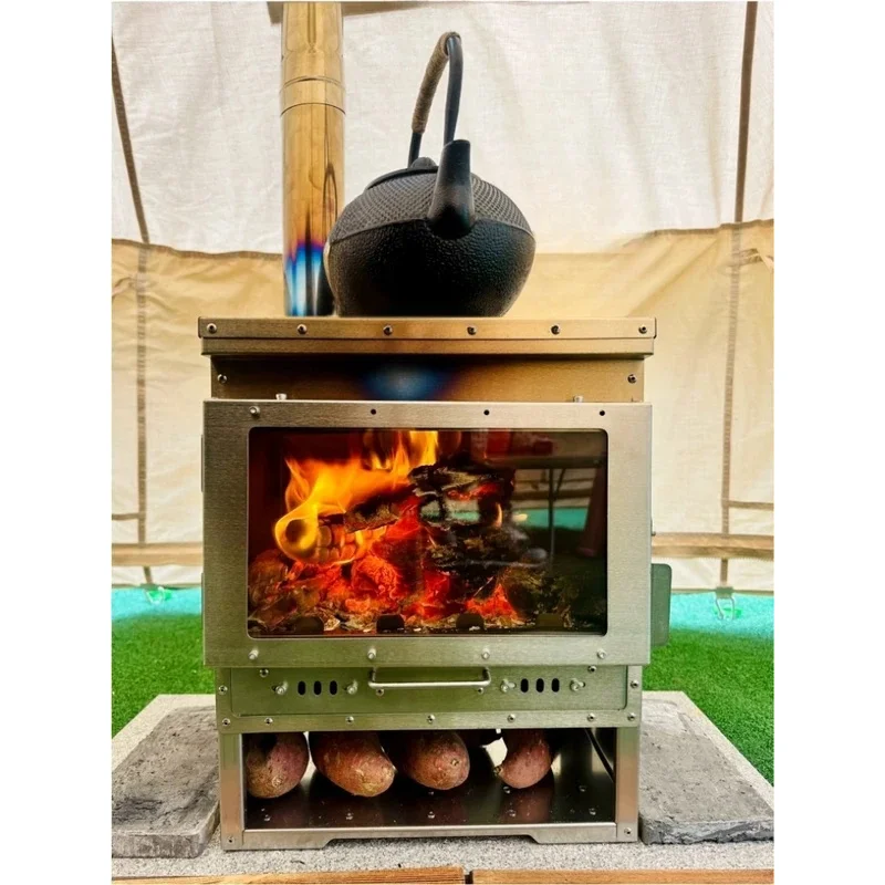 Stainless steel large glass window viewing fire fireplace for outdoor secondary combustion tent heating wood stove