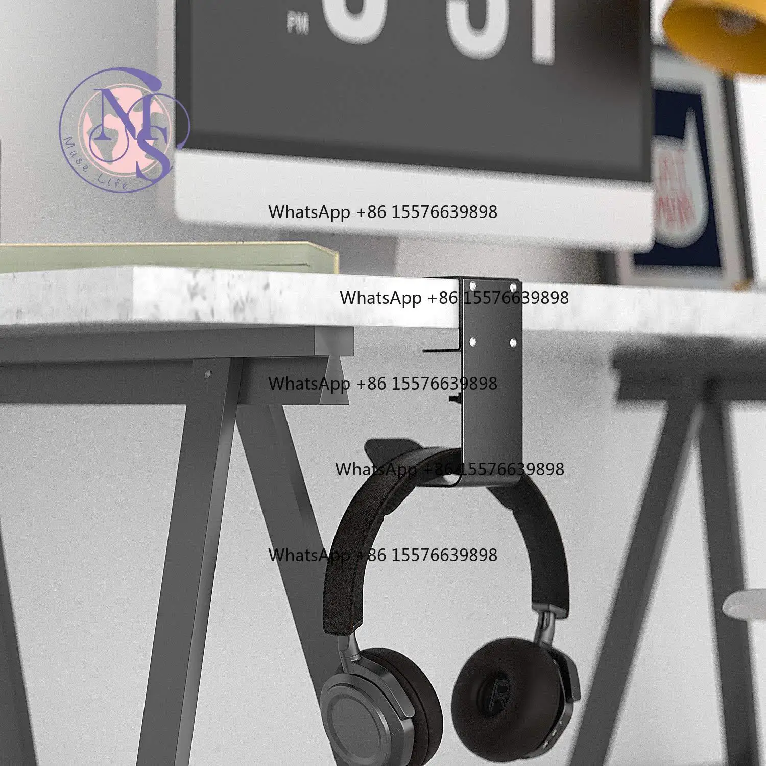 Headphone Stand, Backpack Hook, PC Gaming Hanger, Desk Clamp, Cast Iron Storage Holder, Sturdy & Durable