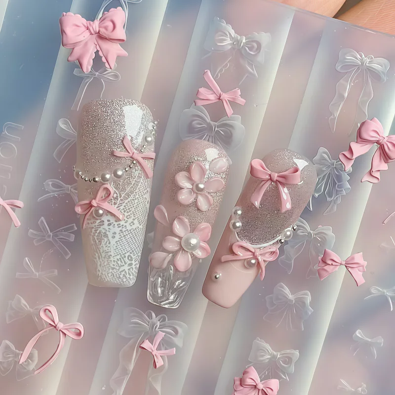 1Pc DIY Design Silicone Decorated Nail Art Templates Nails Mold Bow 3D Acrylic Mold Nail Art Decorations