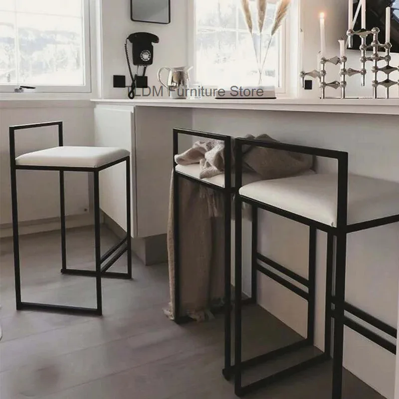 Metal Iron Bench Household High Bench Island Table Back Chair Bar Front Desk Cashier Desk High Chairs