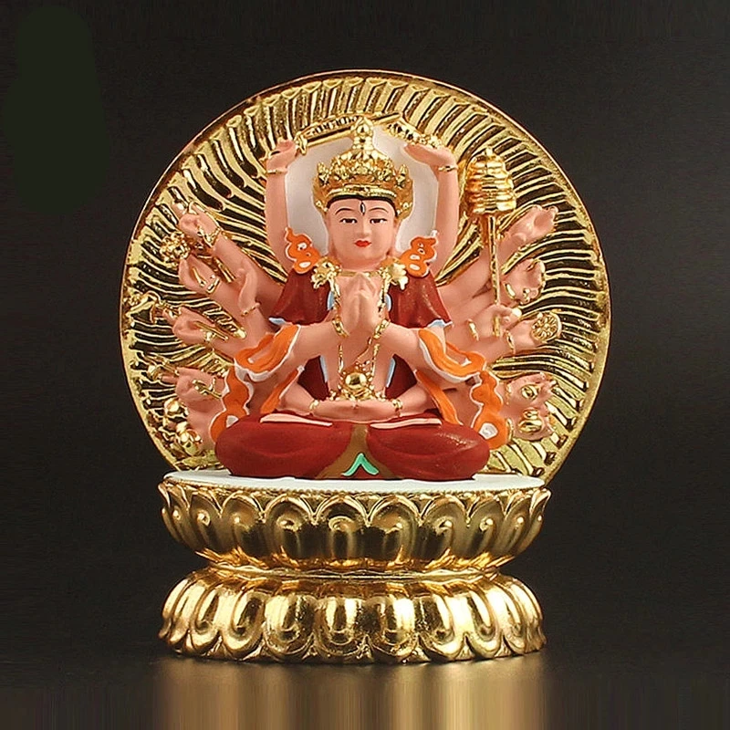 

12.5cm Gold Plating Resin Buddhist Supplies Tibetan Dorje Tsundi Buddha Statue,Car/Home Putting Decorate Bodhisattva Figurine