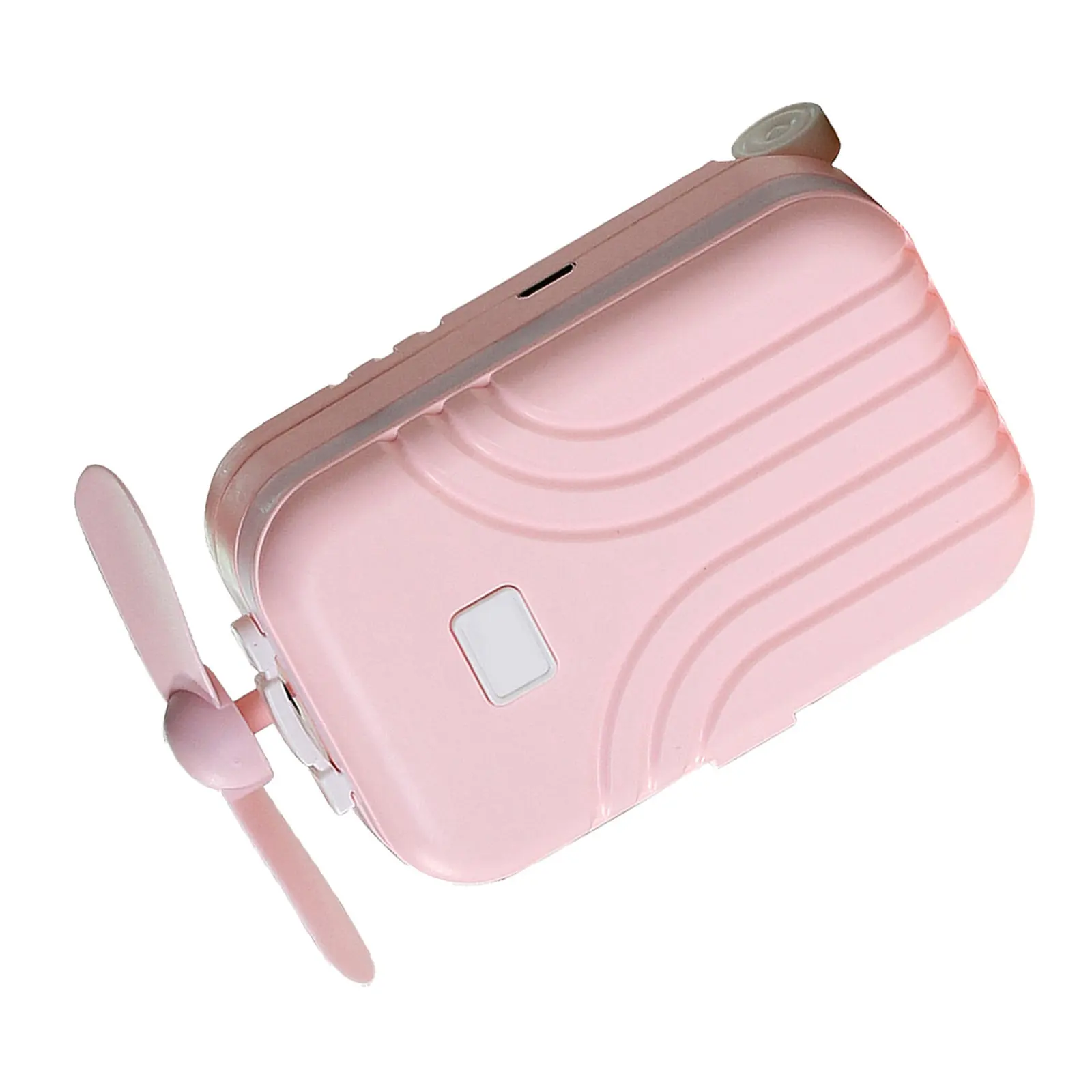 1Pcs Mini USB Charging Fan Pink Portable Handheld Summer Cooling Fan with LED Light Mirror for Home Office School Outdoor