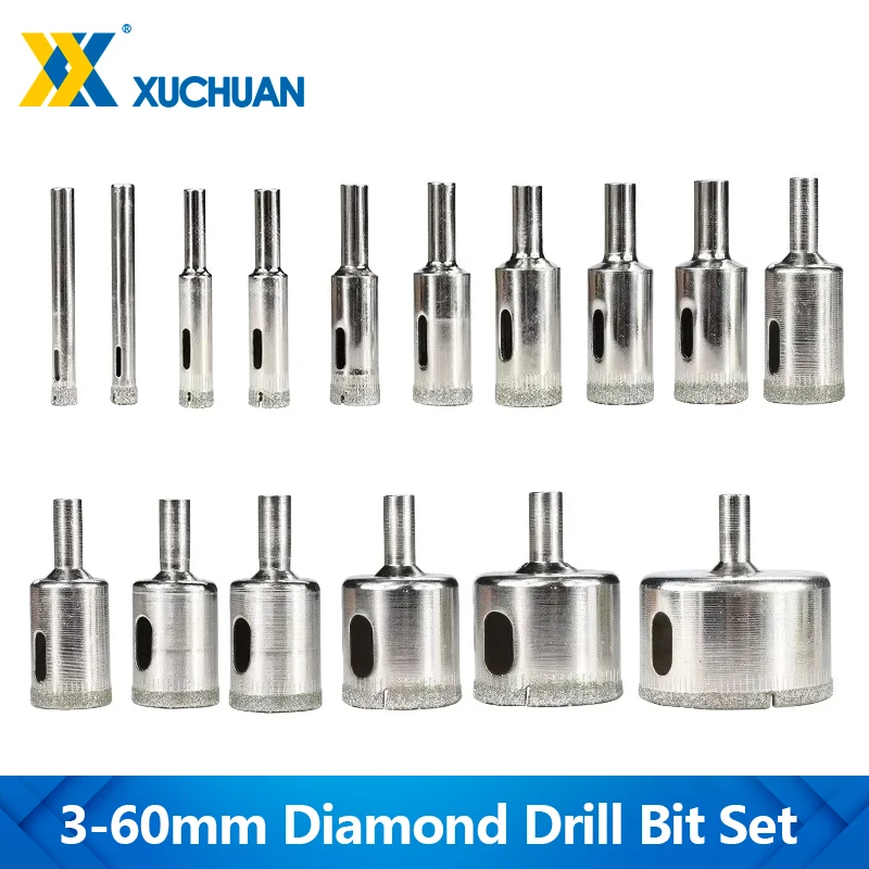 

XUCHUAN 10/15/28PCS 3-60mm Diamond Coated Drill Bit For Tile Marble Glass Ceramic Hole Saw Drill Glass Hole Opener