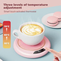 Coffee Mug Warmer 3 Temperature Setting Thermostat Coaster USB Plug Smart Coffee Cup Warmer for Heating Coffee Beverage Milk Tea