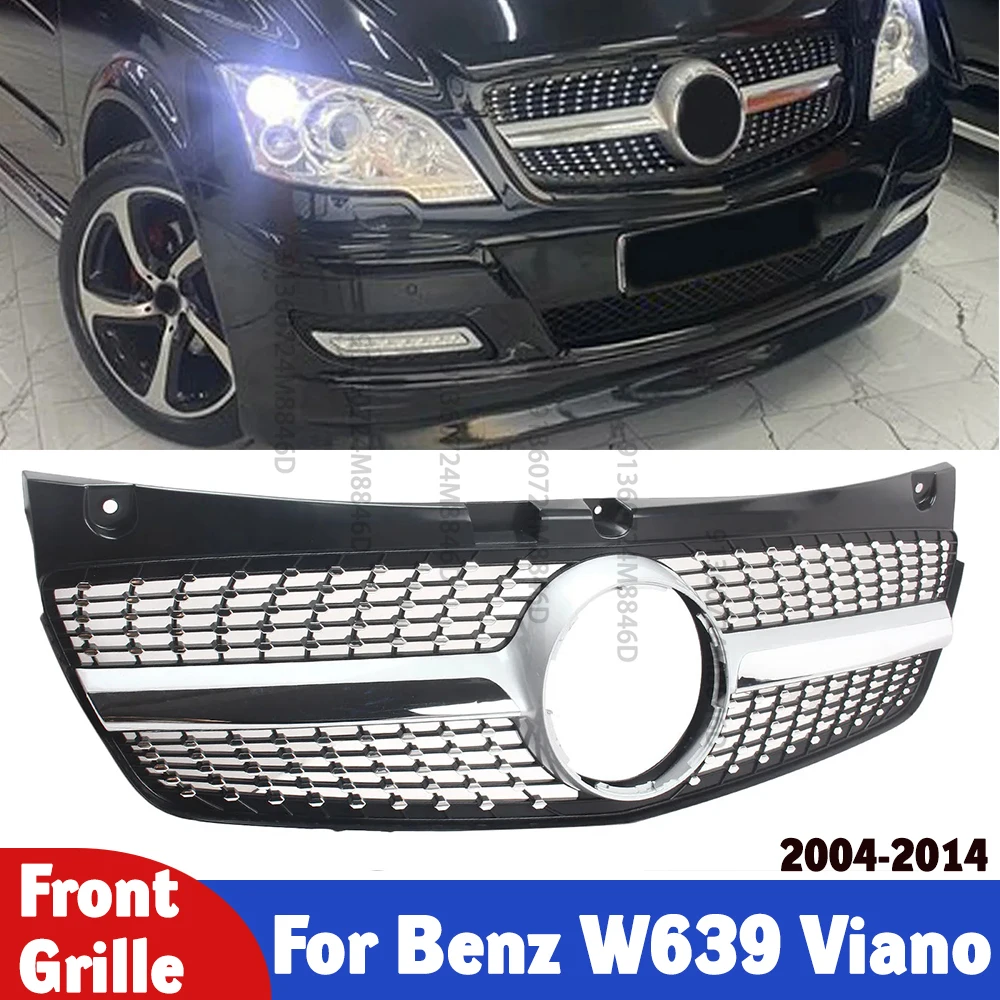 

Custom ABS Diamond Mesh Front Grille for Mercedes Viano W639 2004-2014,Car Modification Grille Cover Replace Grills