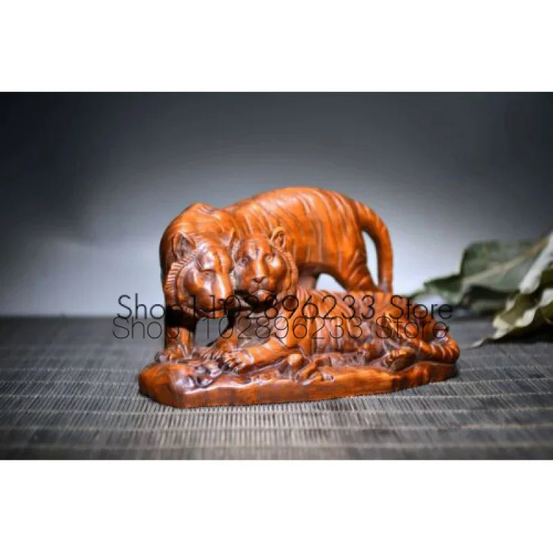 Collect Chinese Boxwood Wood Carving Exquisite Tiger Statue Collection Sculpture