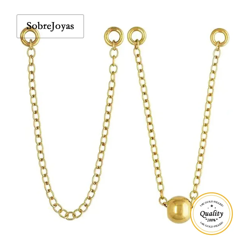 

Ушная куртка-цепочка с позолотой 14 карат или с 4 мм бусинами, гипоаллергенная ушная цепочка для изготовления ювелирных изделий, аксессуары