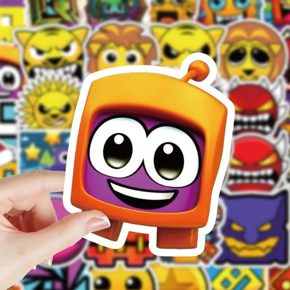 10/30/50/100pcs Colorful Game Geometry Dash Graffiti Stickers Cute Cartoon Sticker Scrapbook Notebook Luggage Graffiti Decal