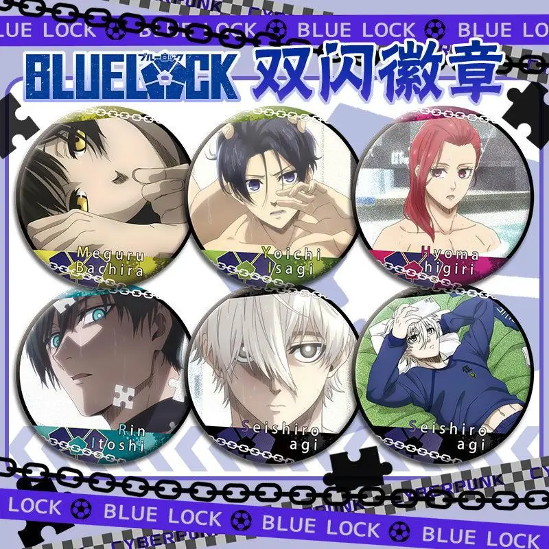 Blue Lock Double Flash Badge 264-287 Pet Barj Full Character New Design 75mm 58mm Anime Merchandise Blue Lock Anime