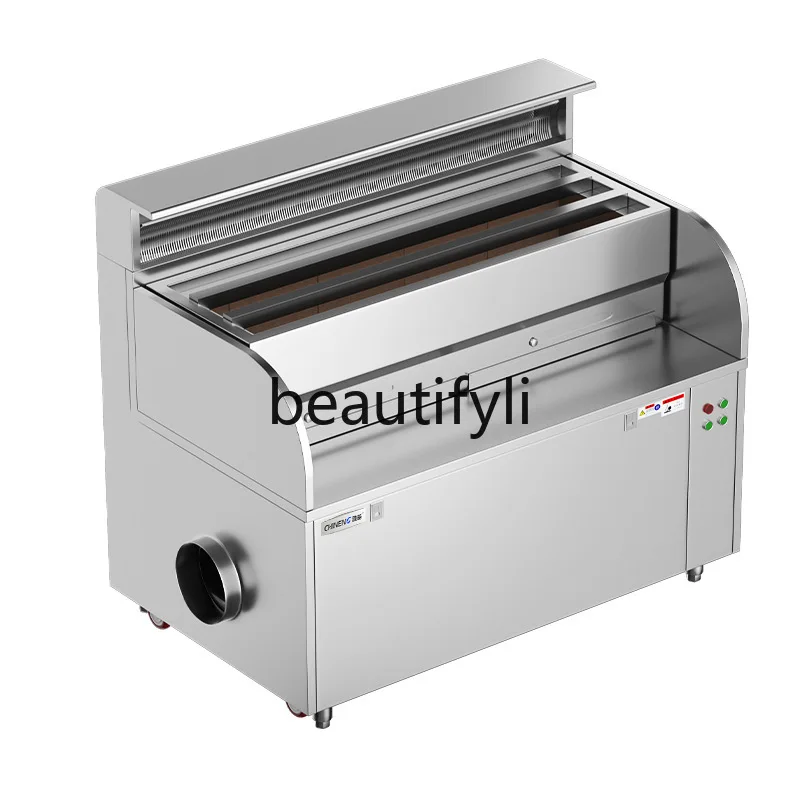 

Commercial, smokeless in-line grill Wood charcoal fire grill Purified exhaust