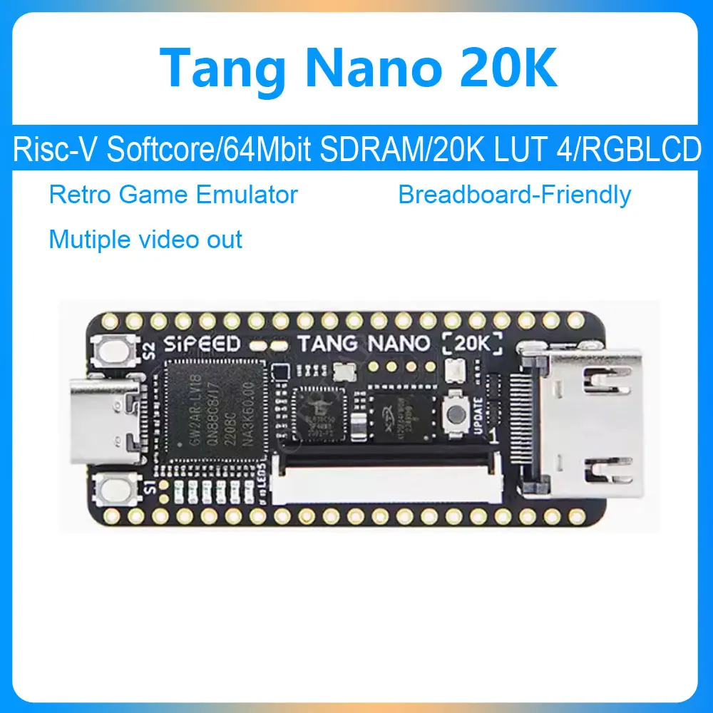 Sipeed lichee tang nano 20k placa de desenvolvimento fpga risc v emulador de jogo retrô de código aberto linux mini GW2AR-18 goai gowin