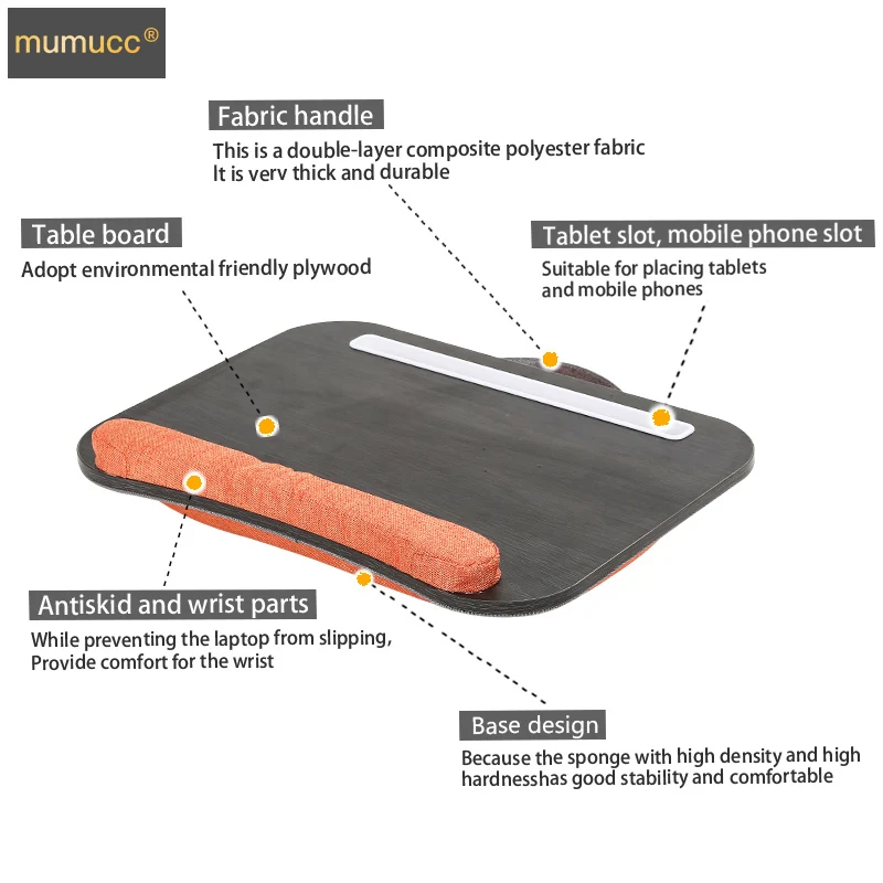 Yatakta Mumucc dizüstü bilgisayar masası, Tablet ve cep telefonu yuvası, yatakhanede dizüstü bilgisayar masası, köpük yastıklı küçük masa
