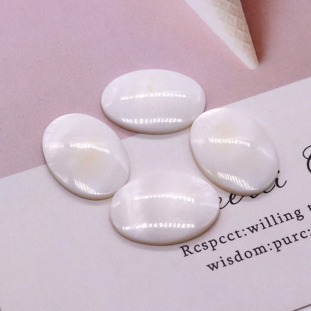 Natural Mother of Pearl Shell Cabochon Beads Oval Egg-shaped No Holes Loose Beads for Jewelry Making DIY Rings Earrings Pendants