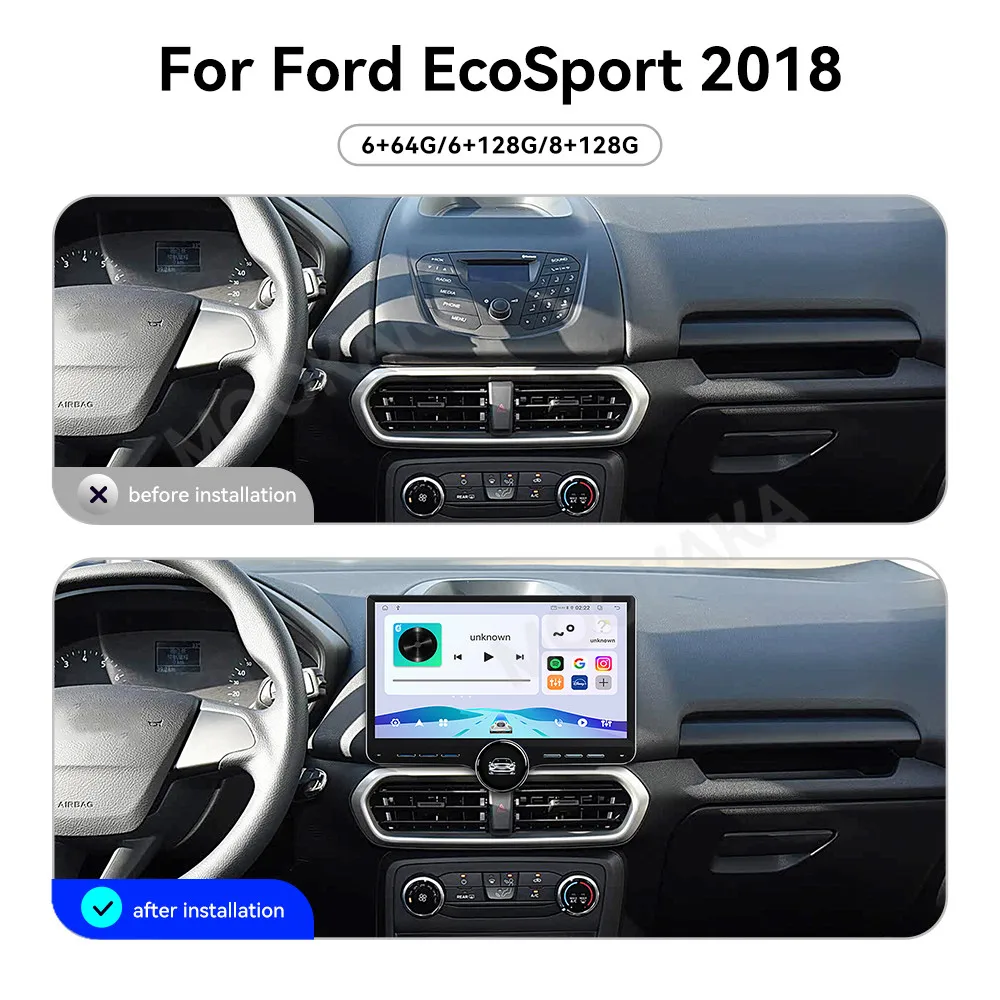 Car Accessories Radio For Ford EcoSport 2018 Android Auto GPS Navigation Multimedia Stereo Receiver Head Unit Offline Maps