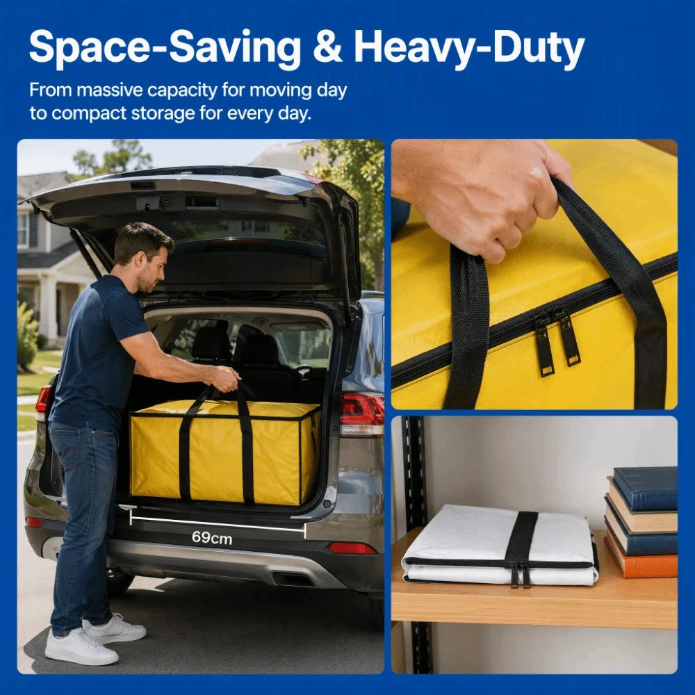 Heavy Duty Waterproof Moving Bags Extra Large Capacity Dustproof Storage Totes Stain-Resistant Durable Packing Bag Home