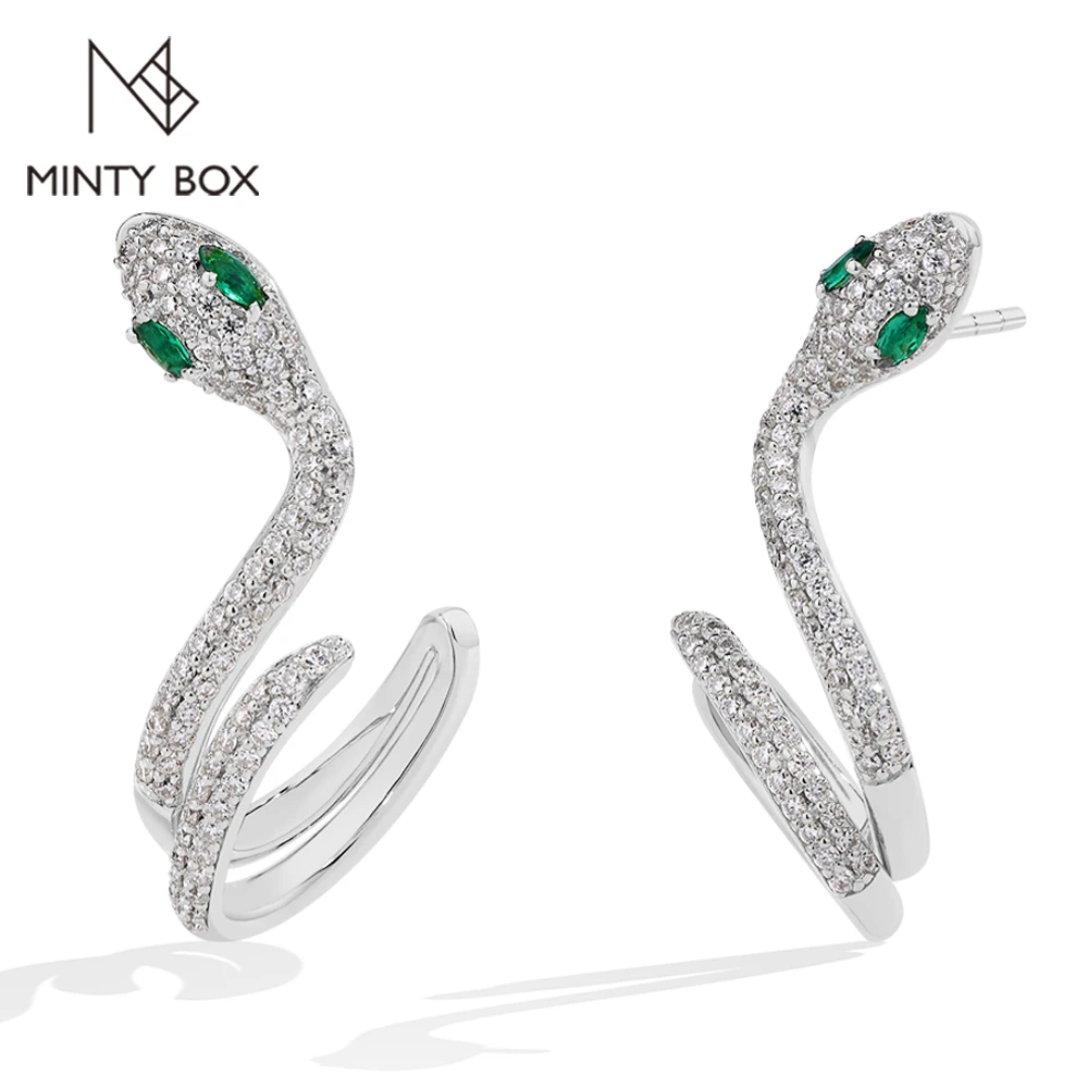 MINTYBOX Snake Moissanite Stud Oorbellen voor Vrouwen S925 Sterling Zilver Lab Grown Diamond Earring