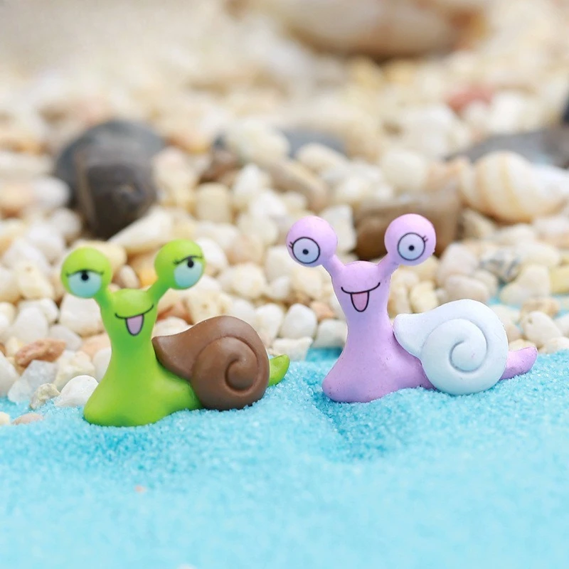 Cute Bulging-Eye Snail Couple Figurines for Moss Micro Landscape, DIY Decor Accessories, Mini Ornaments for Ecological Bottle