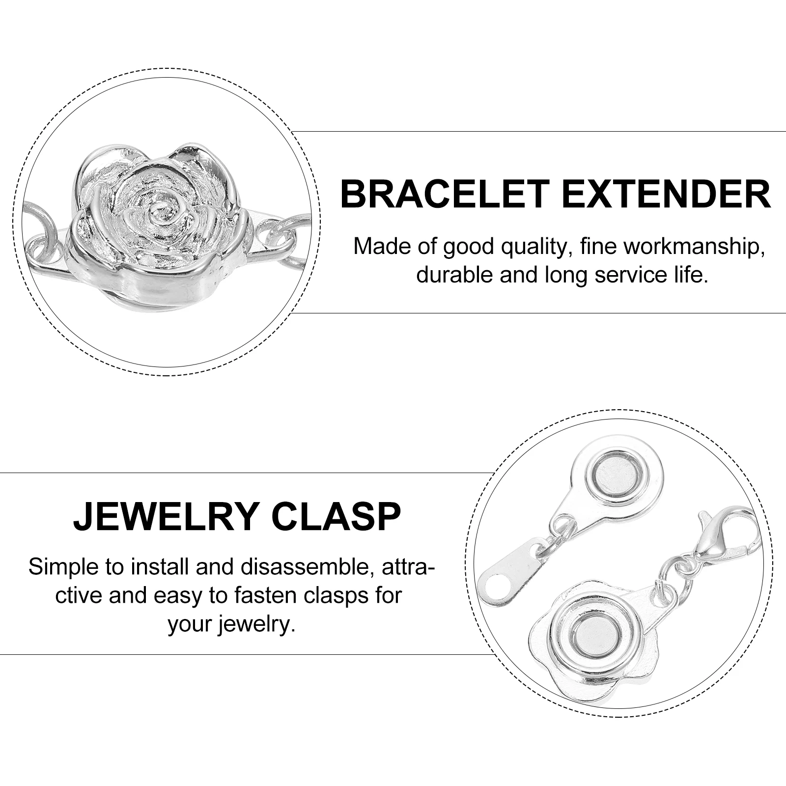

4 PCS Necklace Buckle Extension DIY Jewelry Chain Extenders for Bracelet Scarf Button Making Metal Clasps Alloy Practical