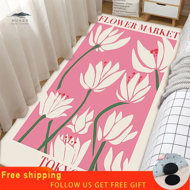 

Matisse Poster Pattern Rug for Living Room Bedroom Floor Art Flower Market Mat Flannel Soft Carpet Simple Modern Home Decoration