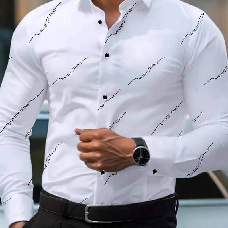 

Men's formal casual shirt - long-sleeved lapel non-stretch fabric suitable for office party daily wear - all-season universal f