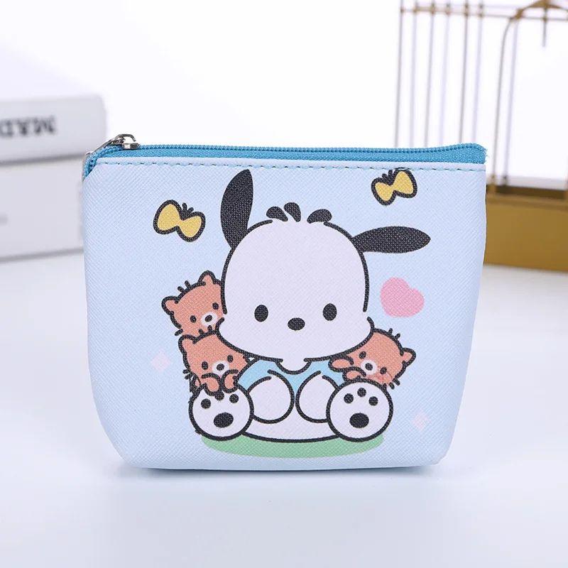 Sanrio Cute PU Coin Bag Mini Wallet Cosmetic Bag with Zipper HelloKitty Kuromi Cinnamoroll Melody Children's Gift