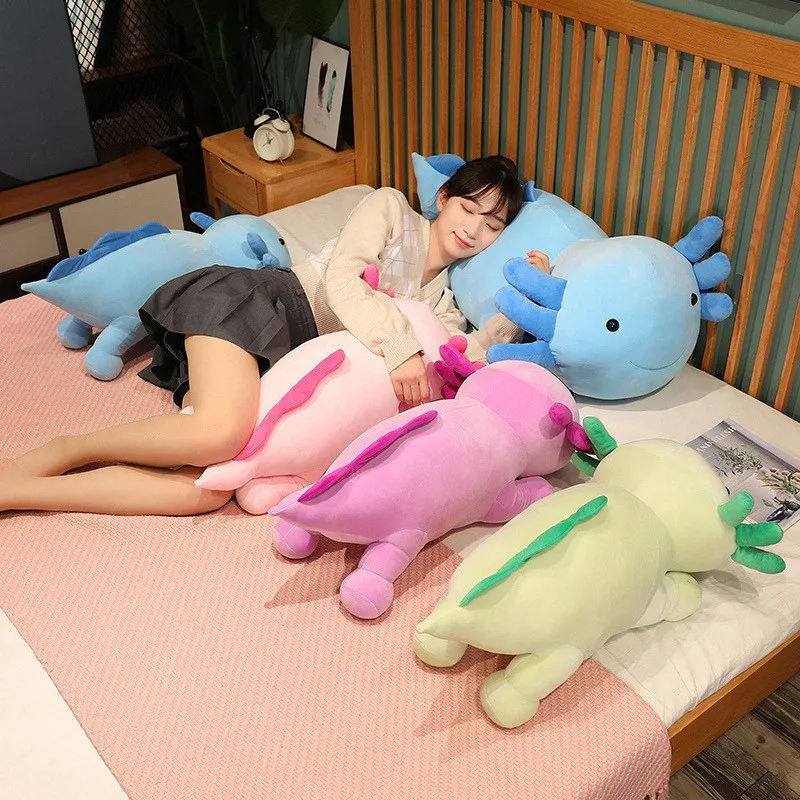 Soft Big Salamander Pillow Colorful Salamander Plush Toys Cartoon Salamander Doll Animal Bed Bolster Girlfriend Sleep Pillow