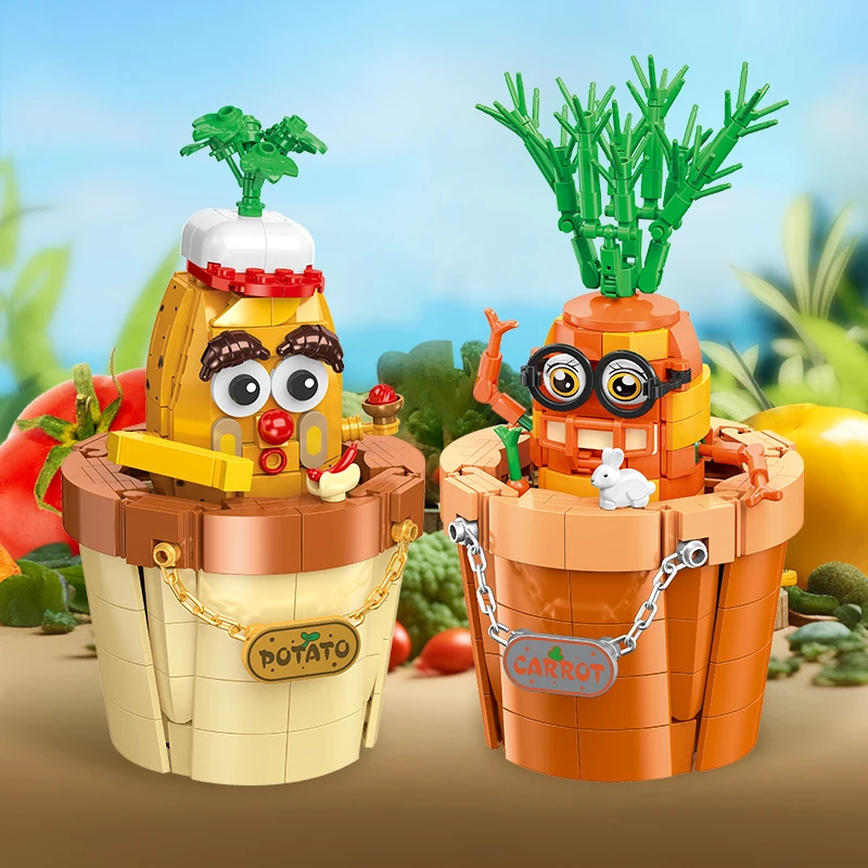 

Забавные строительные блоки с помидорами и картофелем фри - 3D модель цветочного горшка своими руками, комплект креативного подарка для любителей еды на День защиты детей