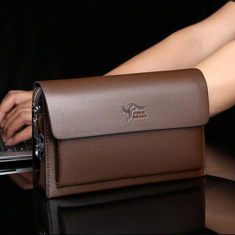 Fashionable Minimalist Premium Men's Clutch Wallet - Double Layer Ultra-Thin High Capacity Portable Wristlet Long Wallet
