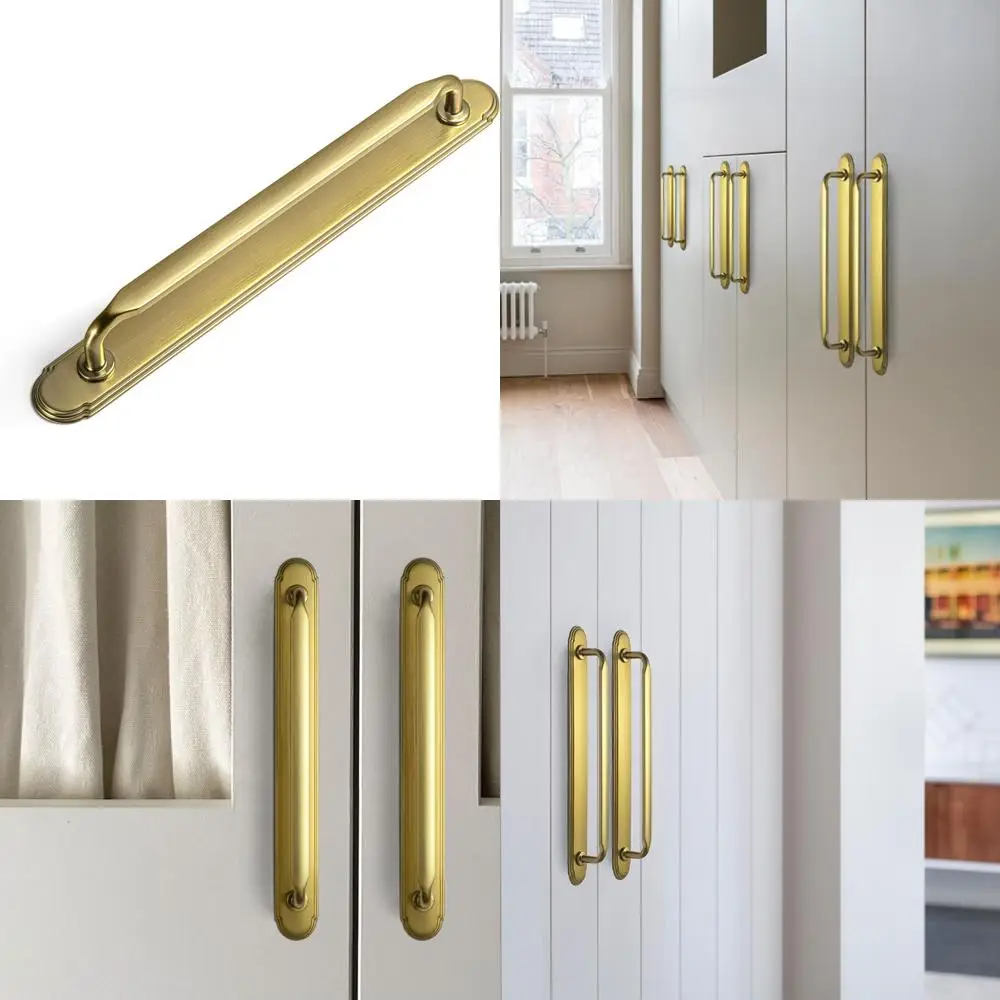 

Ручки шкафа из матового золота и цинкового сплава с задними пластинами — центральные отверстия 192 мм, фурнитура 7,56 для спален и кухонь