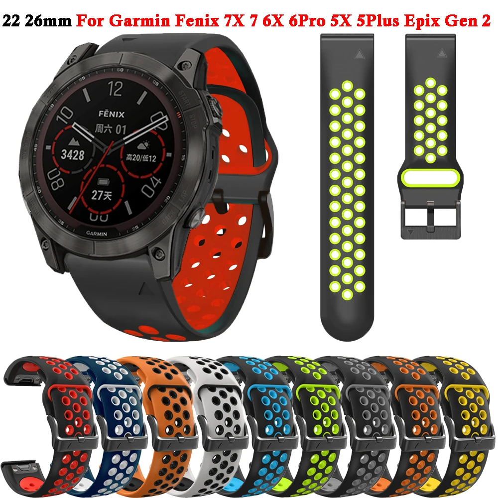 Correa de silicona para reloj Garmin Fenix, accesorio de 22 y 26mm para modelos 7X, 7, 6X, 6 Pro, 5, XPlus, Epix Gen 2, Forerunner 935 y 945