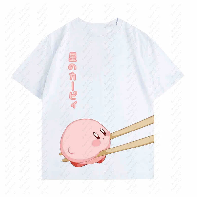 Star Kirby Q Version Of Cartoon Couples Wear Short-Sleeved Clothes Game Animation Peripheral Men Women Summer Casual T-Shirts