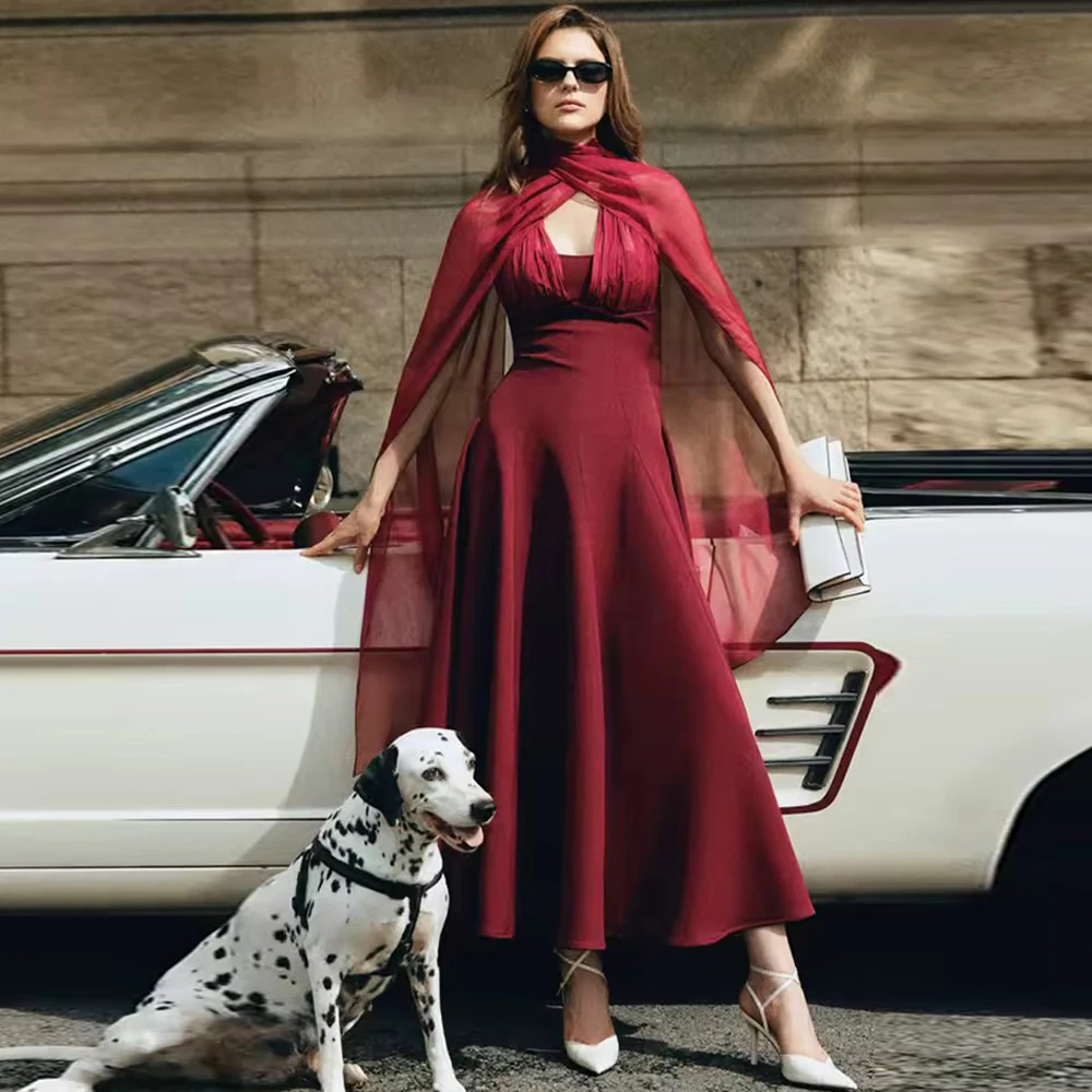 Robe de soirée élégante dos nu en jersey de haute qualité, avec châle en mousseline exquis, robes de bal personnalisées pour célébrités