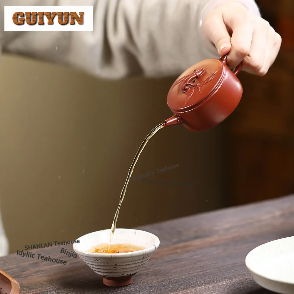 80ml Antique Yixing Purple Clay Teapots Famous Artists Handmade Large Caliber Pot Raw Ore Dahongpao Mud Kettle Zisha Tea Set