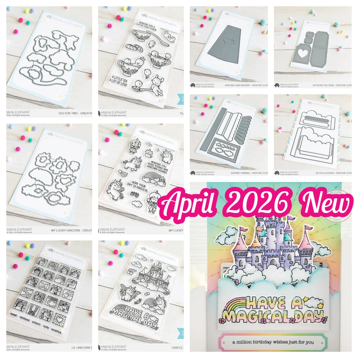 

2026 New MAMA ELEPHANT Castle in the Sky Bi-Fold Clouds Creative Metal Cutting Dies Stamp for DIY Handmade Photo Album Scrapboo