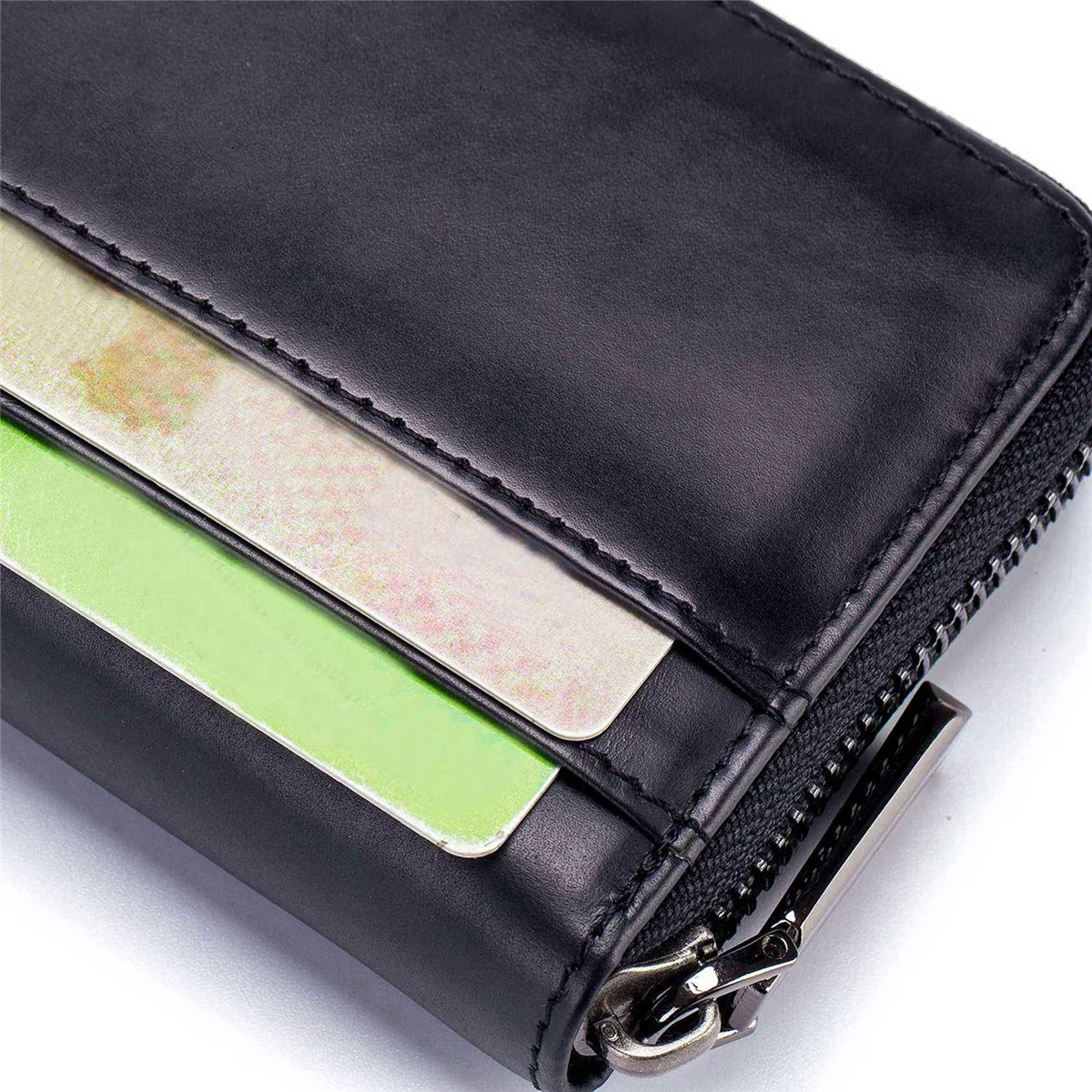 8X  Leather Men Wallet Card Pack Zipper Card Case Holder Credit Card Bag Short Coin Purse Black