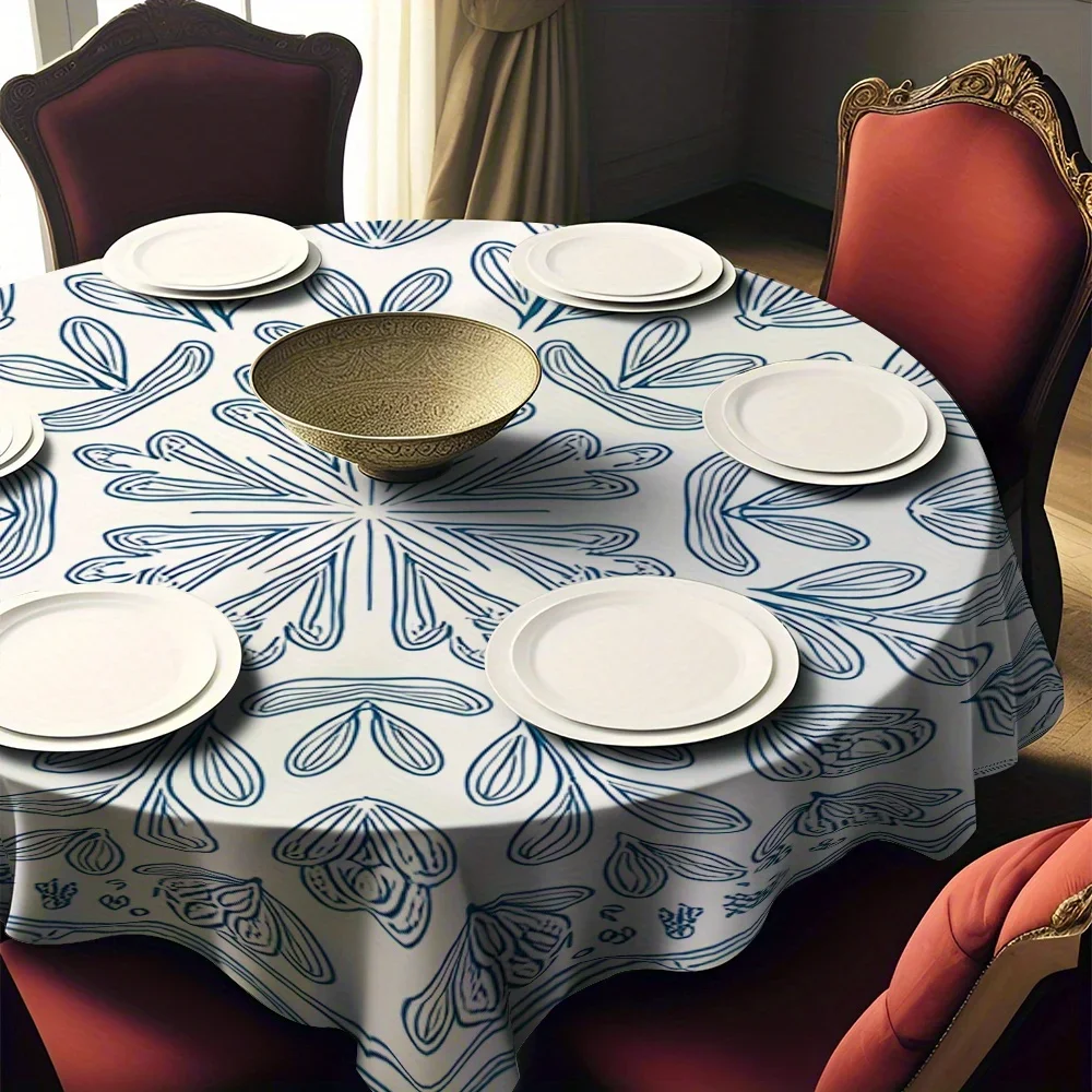 JIT 1pc Bohemian-style light and fresh tropical floral polyester round tableclothyzb