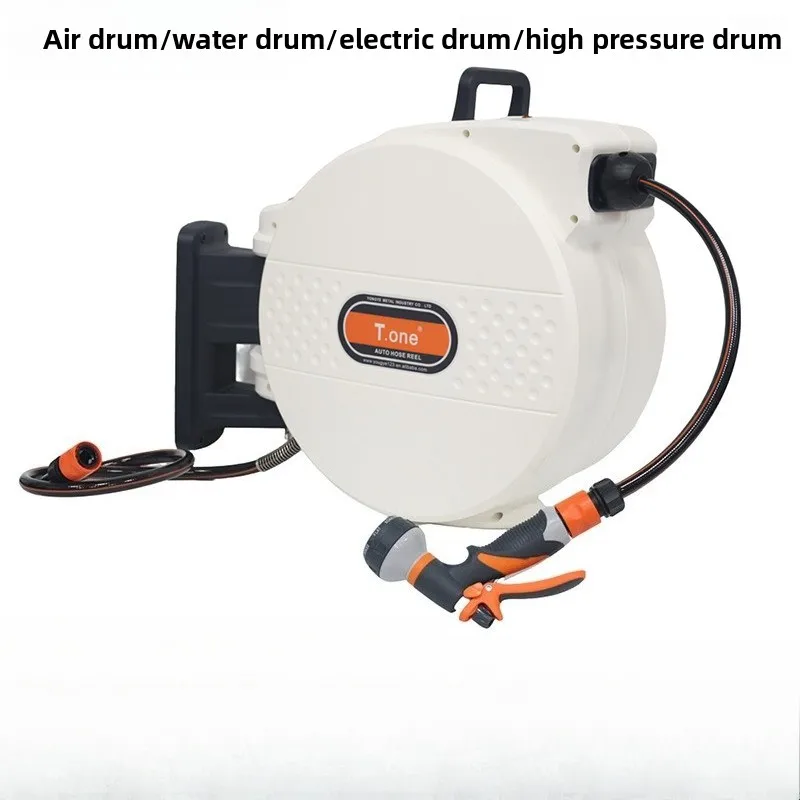 Wall Mounted Automatic Retractable Garden Hose Reel for Outdoor Watering and Irrigation