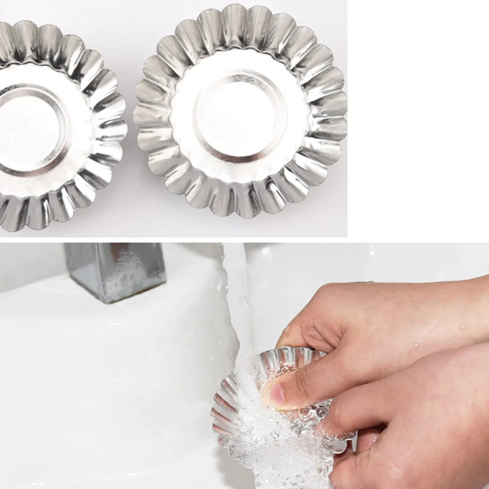 

30Pcs Metal Tart Molds Nonstick Fluted Edges Tinplate Mini Cupcake Egg Tart Baking Tools Evenly Heat Conductivity