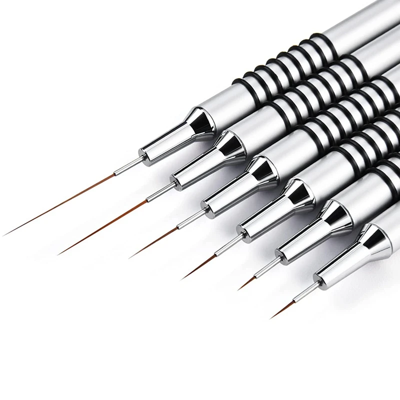 

Nail Art Liner Brushes Set,6Pcs Nail Art Design Brush Striping Thin Long Lines Dotting Drawing Pen Size 5/7/9/11/20/25Mm