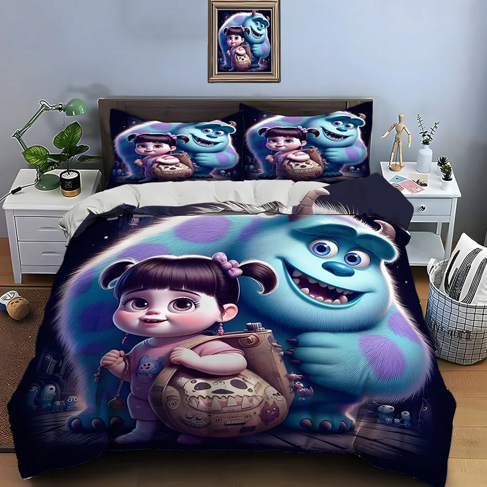 10 Sizes Disney Boo Monsters, Inc. Print Bedding Set 3 Pieces Setting Bed King Size Pillowcase Adult Bed Cover Bedroom Bed Set