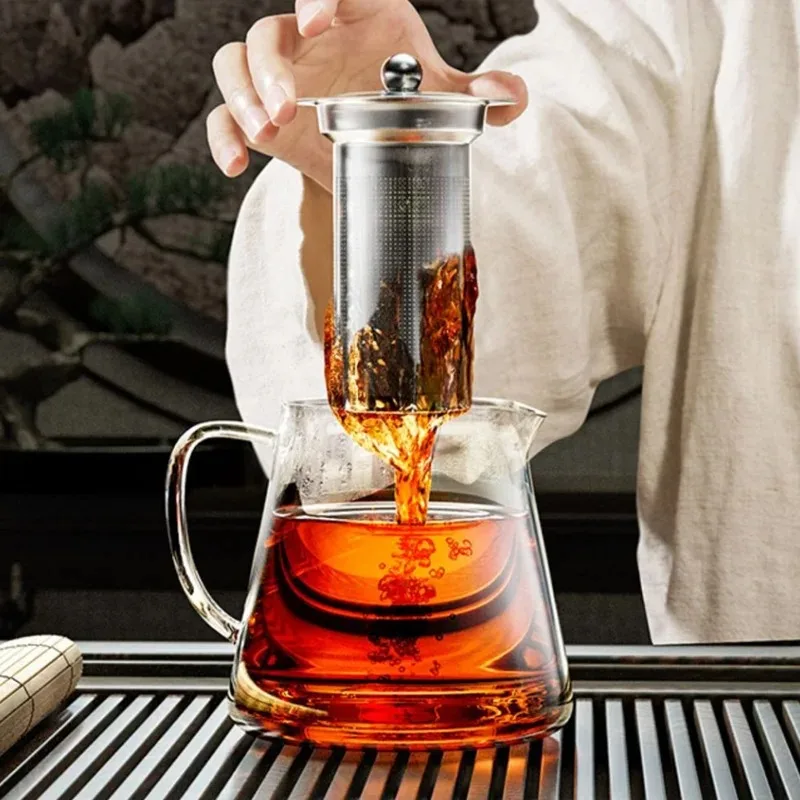 Heat Resistant Glass Teapot with Stainless Steel Tea Strainer Infuser Flower Kettle Kung Fu Teaware Set Puer Oolong Pot image 3