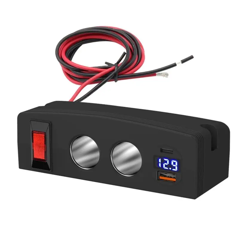 24時間配達-pd-qc30-デュアルusbソケットライタースプリッターアダプター-車、トラック、船舶用-led電圧計付き