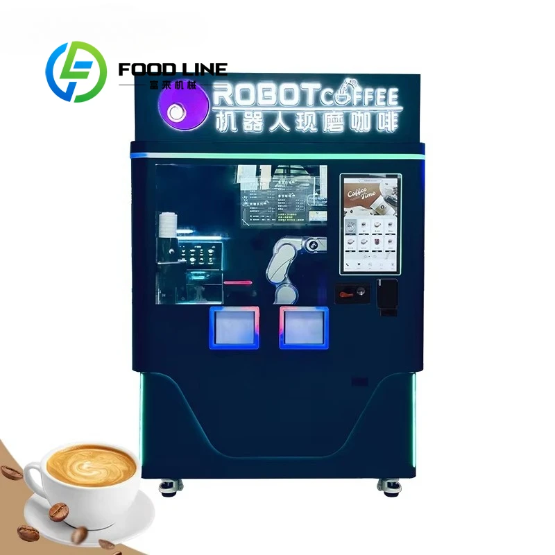 

Customized Fully Automatic Barista Coffee Vending Machine Touch Screen Iced Kiosk SDK Credit Card Payment Metal Material